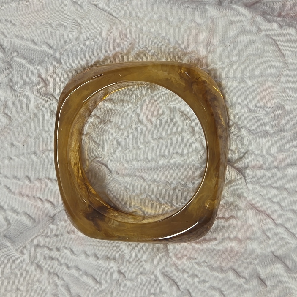 Amber Resin Square Bangle Bracelet - Women Jewelry